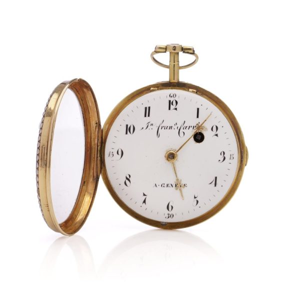 Georgian Swiss verge fusee enamel pocket watch.