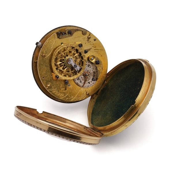 Georgian Swiss verge fusee enamel pocket watch.