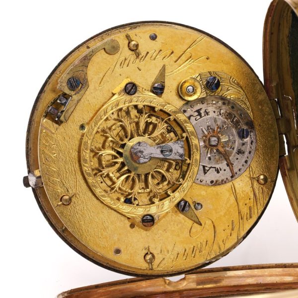 Georgian Swiss verge fusee enamel pocket watch.