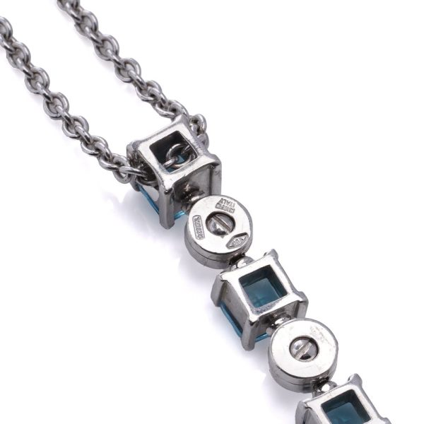 Bvlgari pendant necklace in white gold with aquamarines and diamonds.