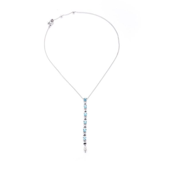 Bvlgari pendant necklace in white gold with aquamarines and diamonds.