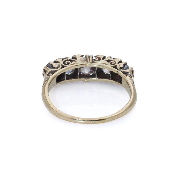 Victorian old cut diamond five stone ring in gold.