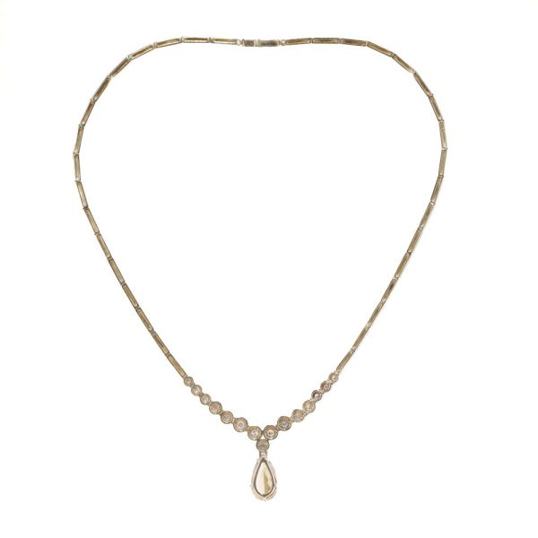Vintage citrine and diamond necklace in gold.
