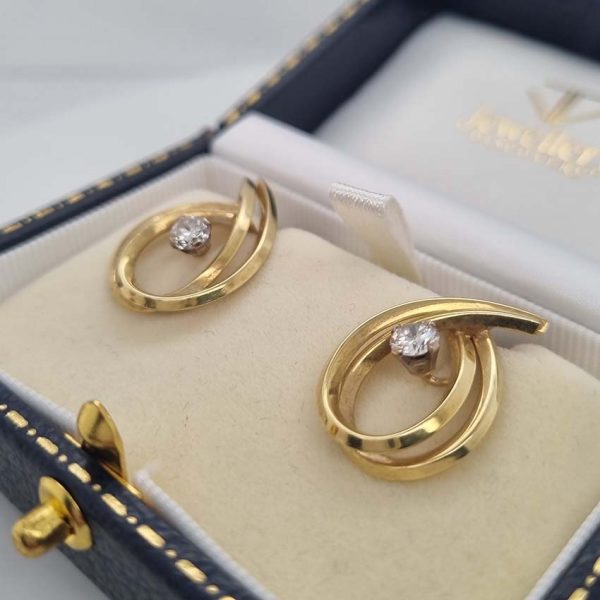 Vintage 0.60ct Diamond and Gold Clip On Earrings by Garrards and Co 1970