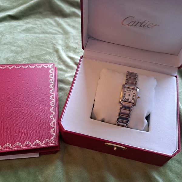 Vintage Ladies Cartier Tank Francaise 2384 Steel and Gold Watch with Box, stainless steel and 18ct yellow gold quartz movement Cartier box booklet papers