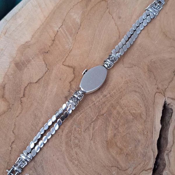 Art Deco Tiffany and Co Diamond Cocktail Watch, vintage Tiffany & Co ladies platinum watch set throughout with sparkling eight-cut and single-cut diamonds with rope twist design bracelet strap