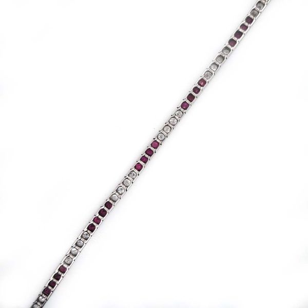 Antique Vintage Art Deco Charles Holl 5ct Ruby and Diamond Line Bracelet