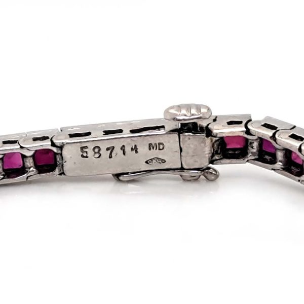 Antique Vintage Art Deco Charles Holl 5ct Ruby and Diamond Line Bracelet