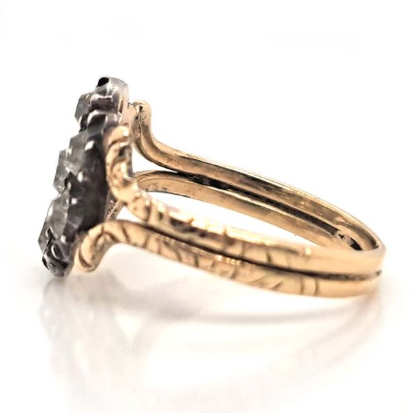 Antique 0.80ct Old Mine Cut Diamond Flower Cluster Engagement Ring in Yellow Gold