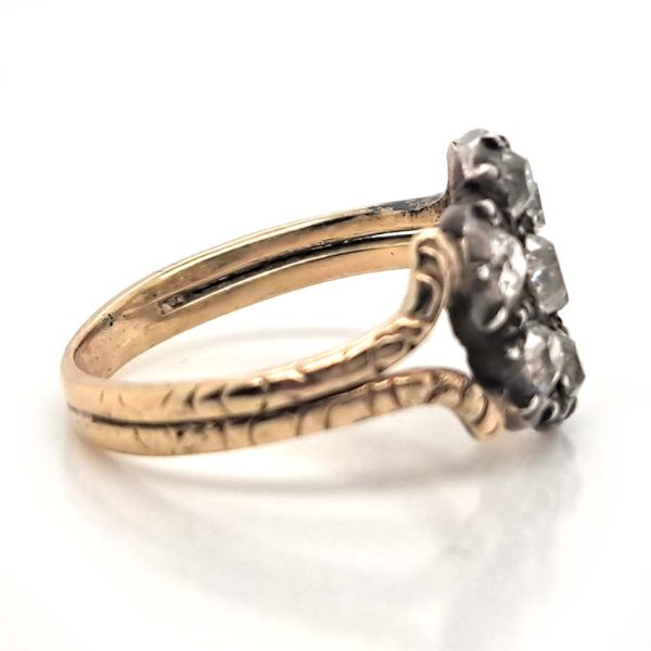Antique 0.80ct Old Mine Cut Diamond Flower Cluster Engagement Ring in Yellow Gold