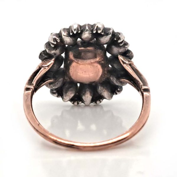 Georgian Victorian Antique Orange Topaz and Diamond Flower Cluster Ring