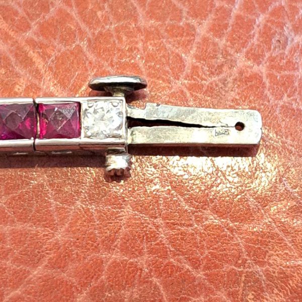 Antique Vintage Art Deco Charles Holl 5ct Ruby and Diamond Line Bracelet