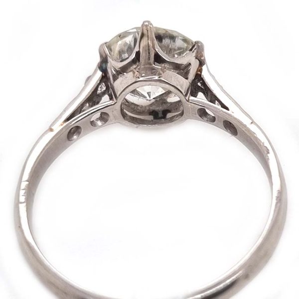 Vintage 2ct Diamond Solitaire Engagement Ring, 2.14ct single stone sparkling diamond six-claw set and mounted in platinum with old-cut diamond shoulders