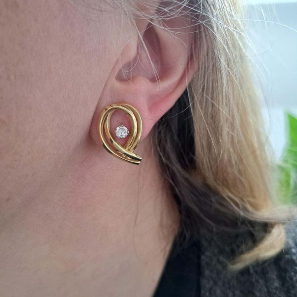 Vintage Diamond and Gold Clip On Earrings by Garrards