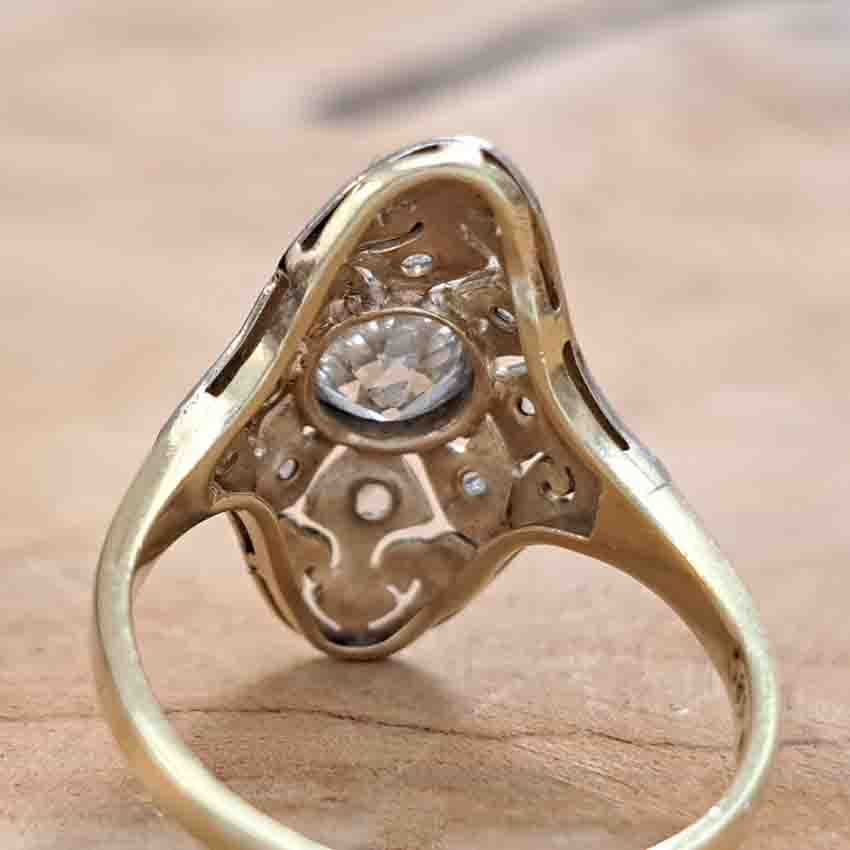 Edwardian Antique Old Cut Diamond Cluster Plaque Ring