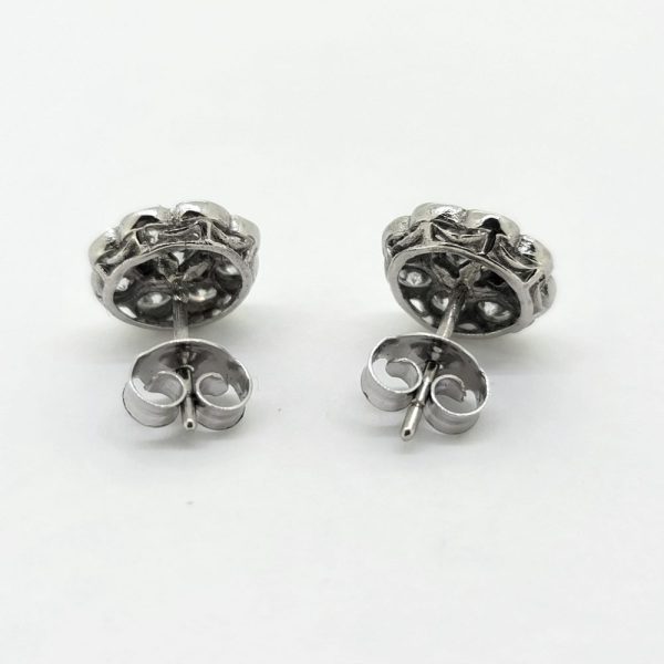 Diamond Daisy Flower Cluster Stud Earrings, 0.80 carats