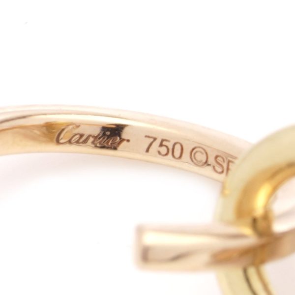 Vintage Cartier Diamond Set 18ct Gold Circle Drop Earrings, tri-colour 18ct rose yellow and white gold rings set with 0.86cts E VVS diamonds with original Cartier red box and certificate