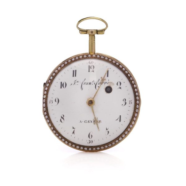 Georgian Swiss verge fusee enamel pocket watch.