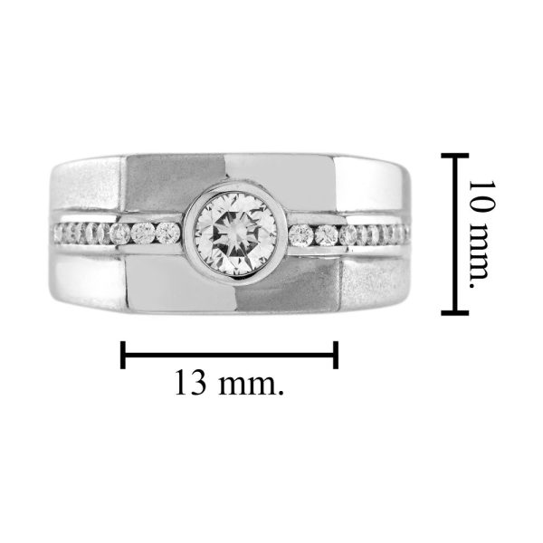 Diamond Set Gents Platinum Wedding Band Ring, angular design platinum band with 0.47ct G VS round brilliant-cut diamond within diamond studded row shoulders