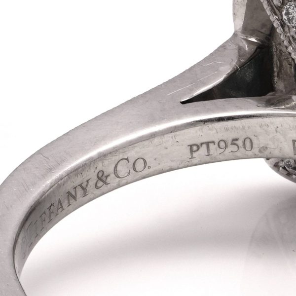 Aquamarine and diamond engagement ring in platinum.