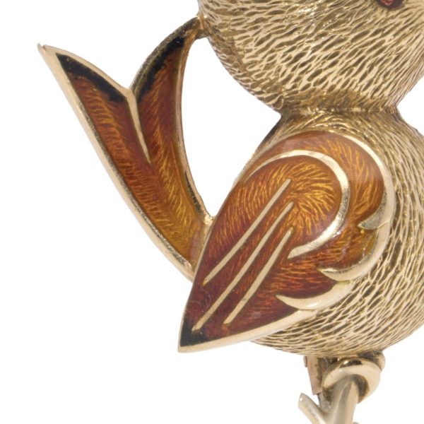 Vintage gold bird brooch.