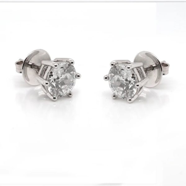 4.5ct Old Brilliant Cut Diamond Solitaire Stud Earrings, single stone old brilliant cut diamonds six-claw set and mounted in 18ct white gold