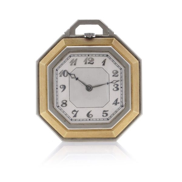 Leon Hatot Vers Art Deco 18 carat gold pocket watch. 