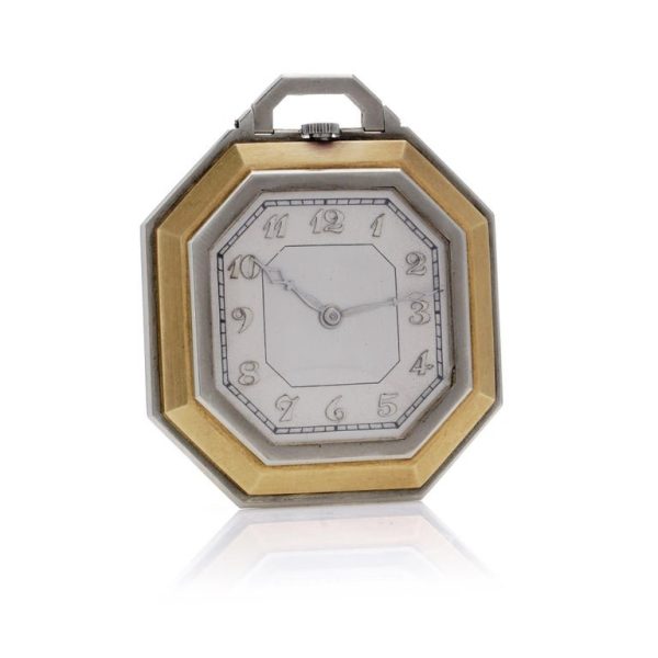 Leon Hatot Vers Art Deco 18 carat gold pocket watch. 