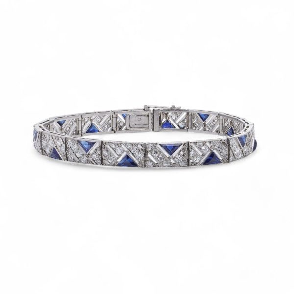 Boucheron diamond and sapphire bracelet in platinum.