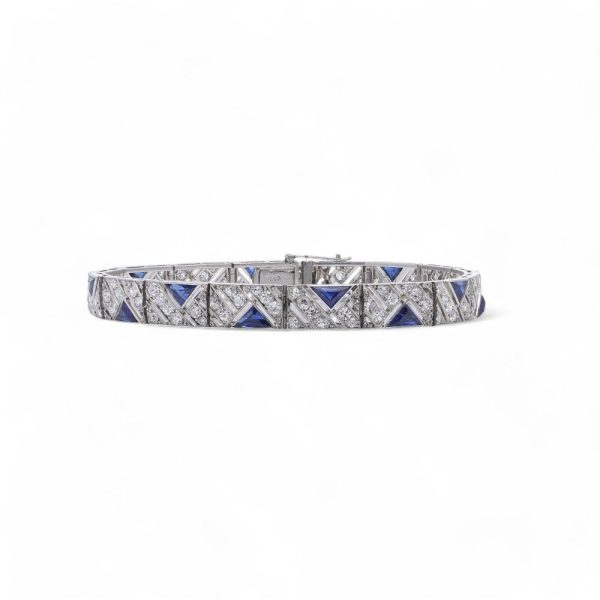 Boucheron diamond and sapphire bracelet in platinum.