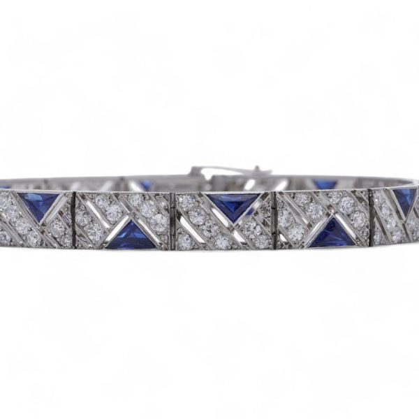 Boucheron diamond and sapphire bracelet in platinum.