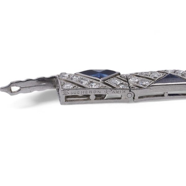 Boucheron diamond and sapphire bracelet in platinum.