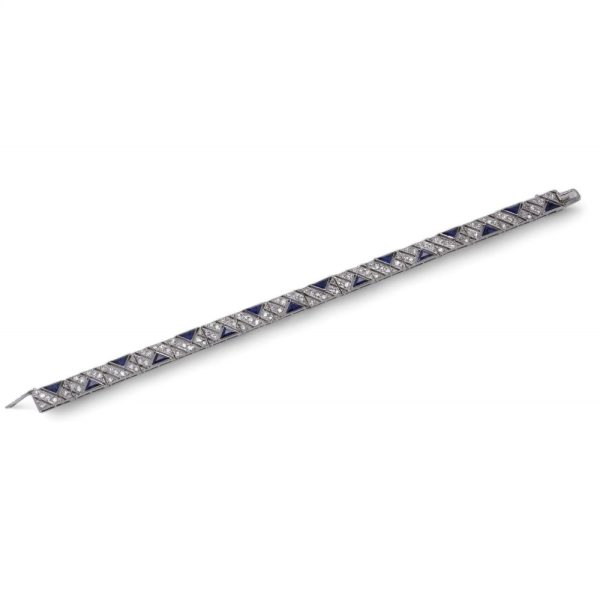Boucheron diamond and sapphire bracelet in platinum.