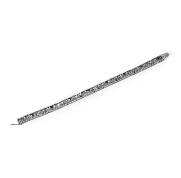 Boucheron diamond and sapphire bracelet in platinum.