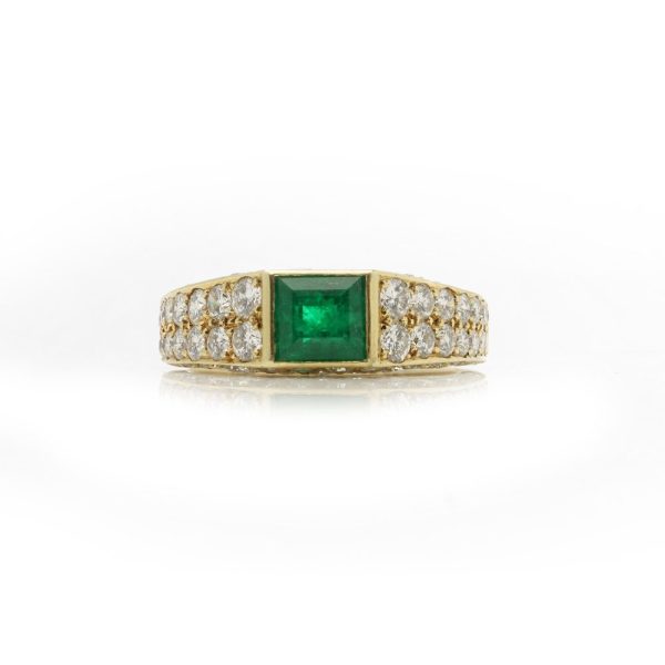 Cartier emerald and diamond engagement ring vintage second hand