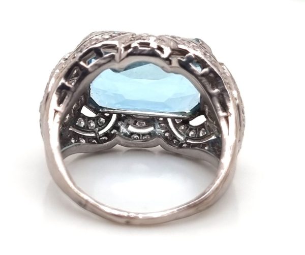 Art Deco aquamarine ring back