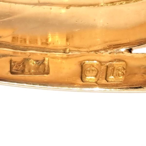 Antique Old Cut Diamond Set 18ct Yellow Gold Double Snake Wide Gents Ring, Circa 1915