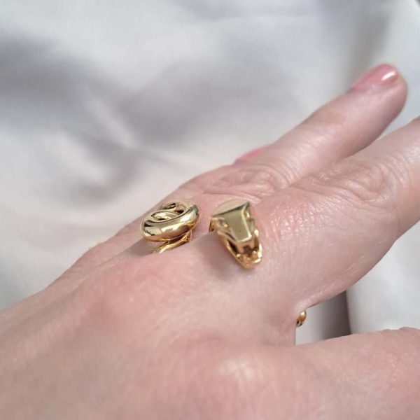 Boucheron Gold Double Finger Snake Ring, 18ct yellow gold snake worn over two fingers. Signed and numbered B25539