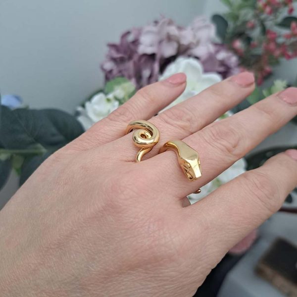 Boucheron Gold Double Finger Snake Ring, 18ct yellow gold snake worn over two fingers. Signed and numbered B25539
