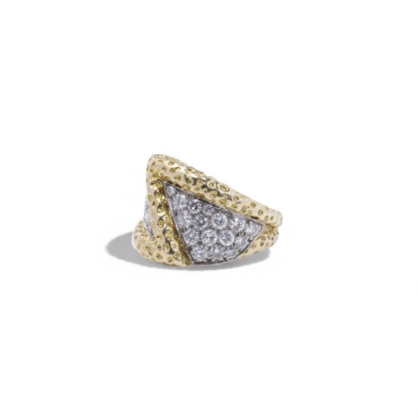 Kutchinsky diamond wide band ring in gold.