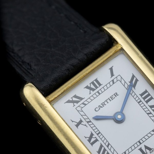 Vintage Cartier Tank Louis Cartier 18ct Yellow Gold Small Model Paris Manual Watch with Cartier Service Papers Paris signed case, Circa 1970s