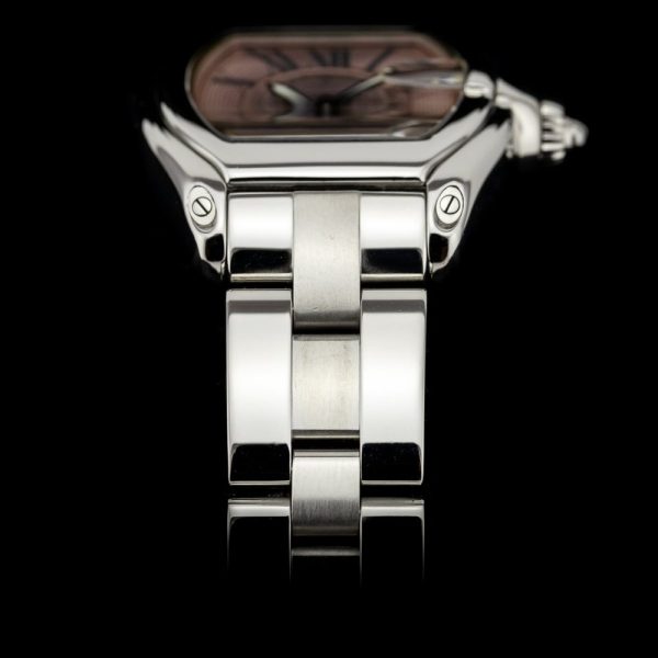 Ladies Cartier Roadster Stainless Steel W62016V3 Pink Face Quartz Watch with Papers dated 2004