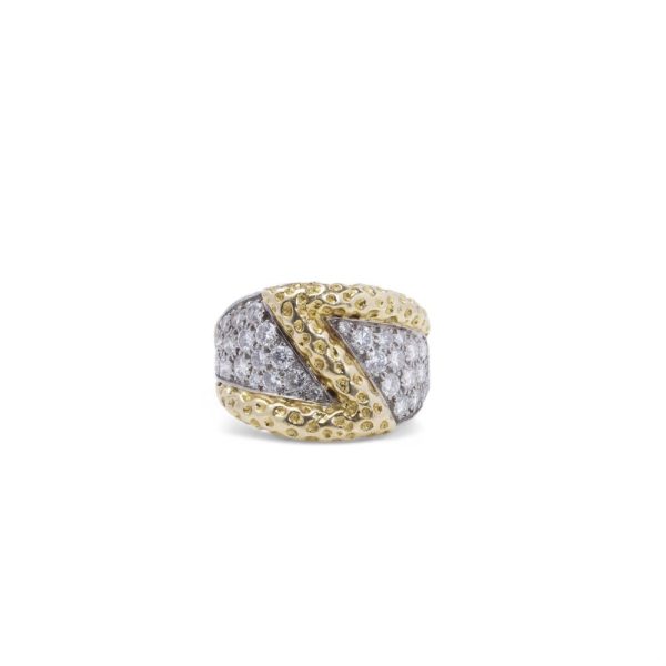Kutchinsky diamond wide band ring in gold.