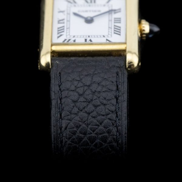 Vintage Cartier Tank Louis Cartier 18ct Yellow Gold Small Model Paris Manual Watch with Cartier Service Papers Paris signed case, Circa 1970s