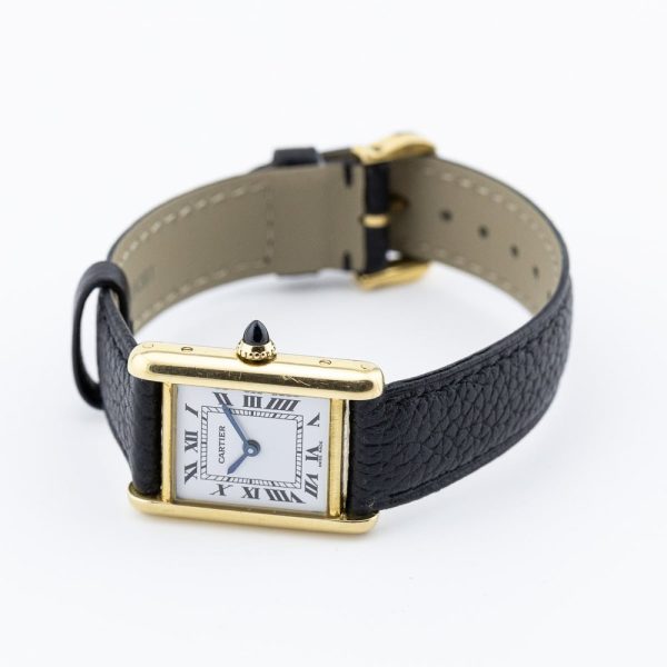 Vintage Cartier Tank Louis Cartier 18ct Yellow Gold Small Model Paris Manual Watch with Cartier Service Papers Paris signed case, Circa 1970s
