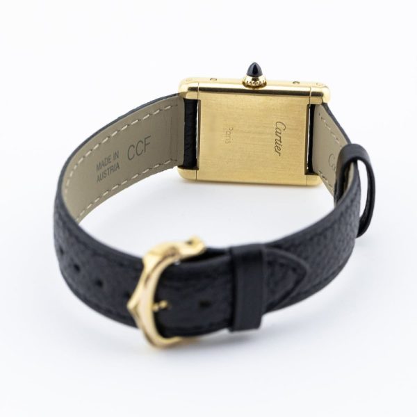 Vintage Cartier Tank Louis Cartier 18ct Yellow Gold Small Model Paris Manual Watch with Cartier Service Papers Paris signed case, Circa 1970s