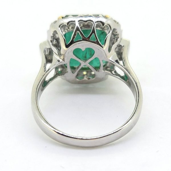 5.28ct Emerald and Diamond Cluster Engagement Ring