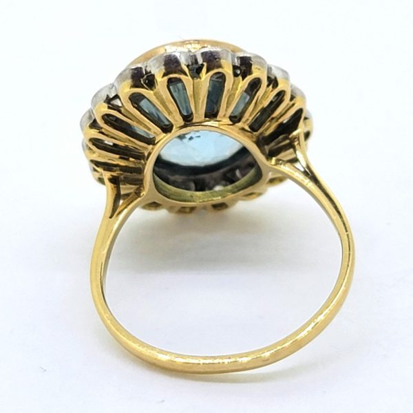 7.98ct Oval Aquamarine and Diamond Cluster Ring