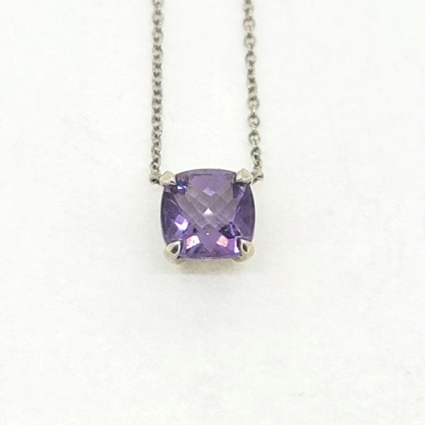 Pre Loved Tiffany and Co Amethyst Sparkler Collection Pendant with Chain in 925 Silver