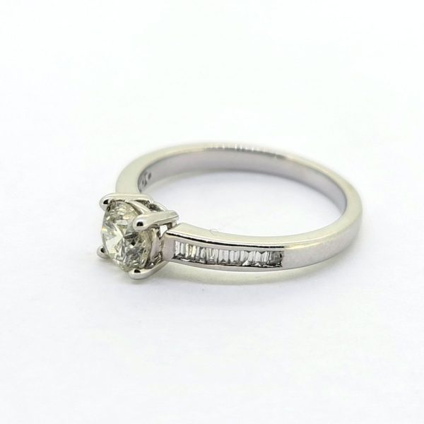 Diamond Solitaire Engagement Ring with Baguette Shoulders